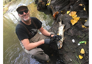 Executive Director, Steve Homes with 2109 salmon carcass